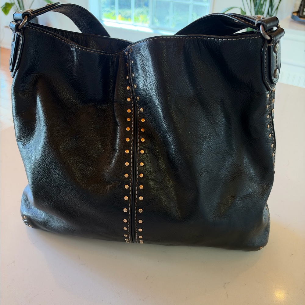 Michael Kors Uptown Astor Black Leather Studded Hobo Bag Y2K